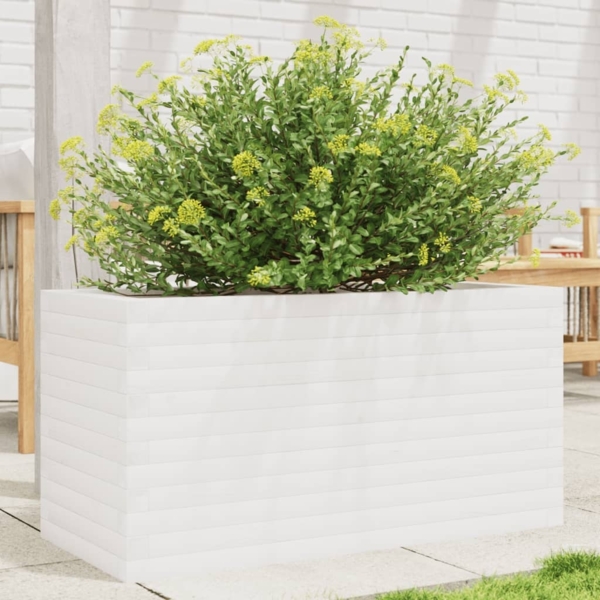 vidaXL Pflanzkübel Weiß 90x40x45,5 cm Massivholz Kiefer 847269