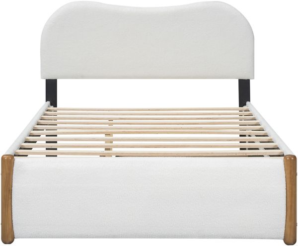140*200cm Flachbett, gepolstert, mit praktischem ausziehbares Rollbett, minimalistische Formgebung, weiß Bild 4