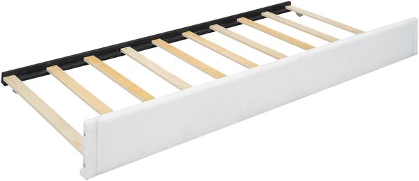 140*200cm Flachbett, gepolstert, mit praktischem ausziehbares Rollbett, minimalistische Formgebung, weiß Bild 7