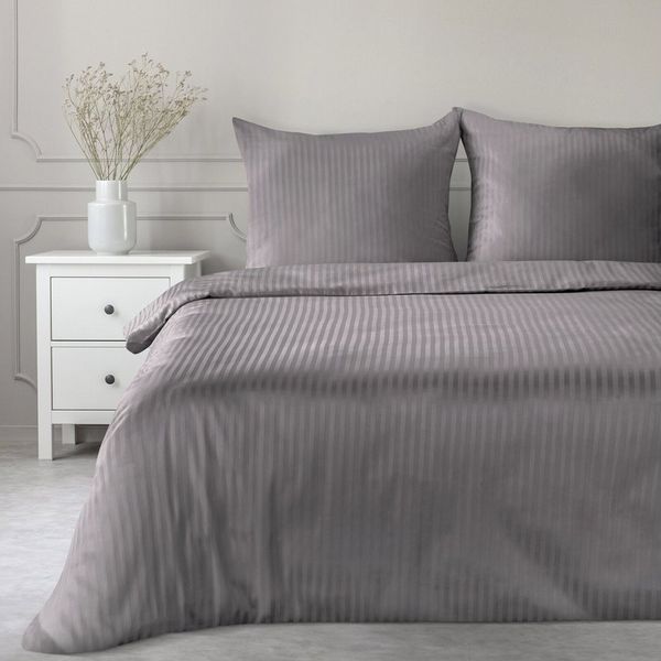 Eurofirany Bettwäsche Satin-Damast Bettwäschegarnitur 2TLG / 3TLG Baumwolle, Streifen, einfarbig, elegantes Design