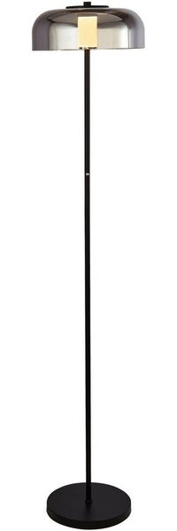 Searchlight Stehlampe Frisbee Floor Lamp - Black Metal & Smoked Glass, LED fest integriert, Warmweiß