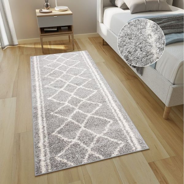 Tapiso Hochflor-Läufer DELHI, rechteckig, Höhe: 30 mm, Langflor Shaggy Modern Design Flauschig Wohnzimmer Schlafzimmer