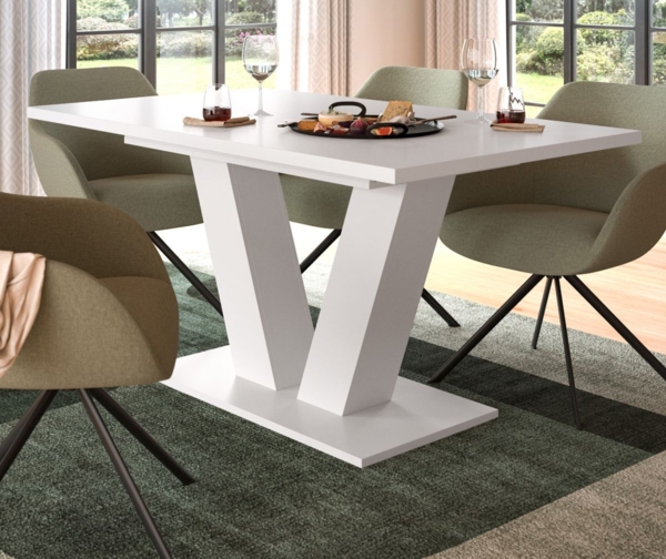 Esstisch Home-X in weiß ausziehbar 150 - 190 cm