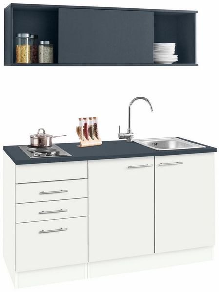 OPTIFIT Pantryküche Mini, Breite 150 cm, mit Kochfeld und Einbau-Spülbecken