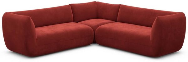 Couch Madrid L Form in Samtstoff - Samtstoff - rot