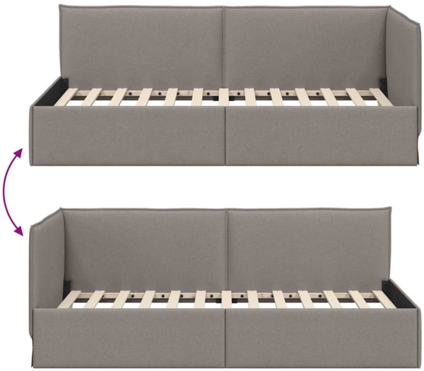 vidaXL Eckbettgestell mit Kopfteil Taupe 100 cm x 200 cm Stoff 42016452 Bild 8