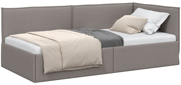vidaXL Eckbettgestell mit Kopfteil Taupe 100 cm x 200 cm Stoff 42016452 Bild 2