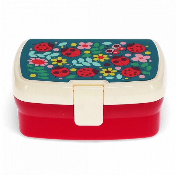 Rex London Lunchbox mit herausnehmbaren Fach Ladybird, Kunststoff, BPA-frei, (mit Clipverschluss, 2-tlg, ca. 17 x 13 x 7,5 cm), Marienkäfer-Motiv, Snack Obst Behälter Dose Box
