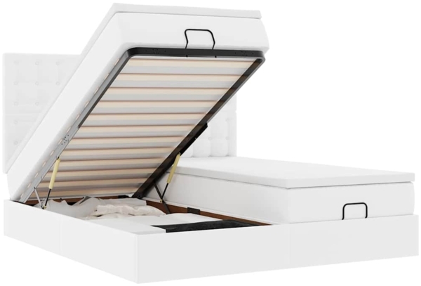 vidaXL Ottoman-Bett mit Matratzen & LEDs Reinweiß 180x200cm Kunstleder 3314504