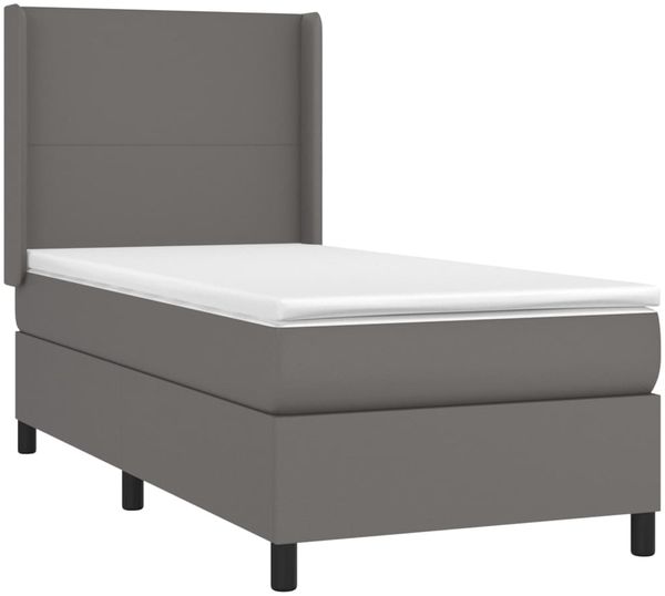 vidaXL Boxspringbett mit Matratze & LED Grau 90x200 cm Kunstleder 3139245 Bild 4
