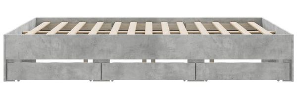 vidaXL Bettgestell mit Schubladen Betongrau 200x200 cm Holzwerkstoff 3207248 Bild 7