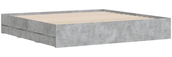 vidaXL Bettgestell mit Schubladen Betongrau 200x200 cm Holzwerkstoff 3207248 Bild 4