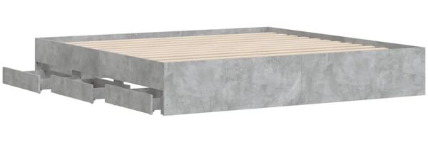 vidaXL Bettgestell mit Schubladen Betongrau 200x200 cm Holzwerkstoff 3207248 Bild 5