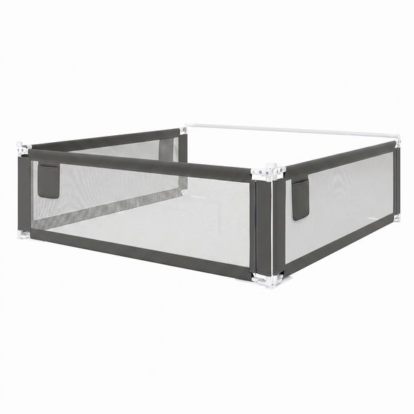 Bellabino 'Drina' Bettschutzgitter, 3er Set 180/200 cm, dunkelgrau, mit Gurt, Rausfallschutz klappbar & höhenverstellbar, aus Oxford-Stoff & Metall