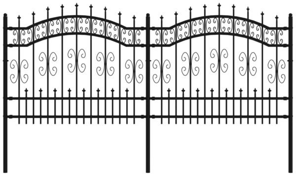 vidaXL Gartenzaun mit Speerspitze Schwarz 240 x 100 cm Pulverbeschichteter Stahl 151085