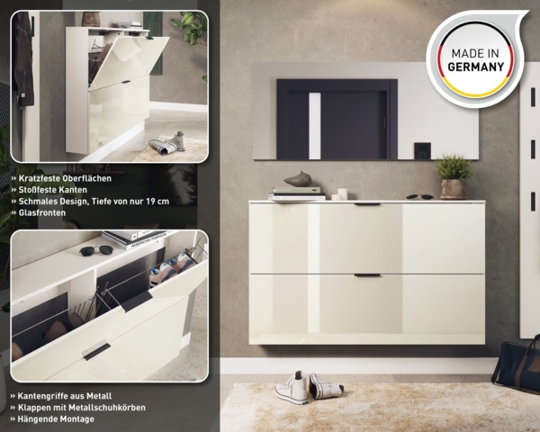 GERMANIA Garderoben-Set Valega, (2-St), inkl. Schuhschrank mit Glasfronten und Spiegel Bild 2