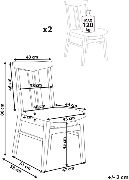 Esszimmerstuhl 2er Set AVALON Holz Hellgrau Bild 2