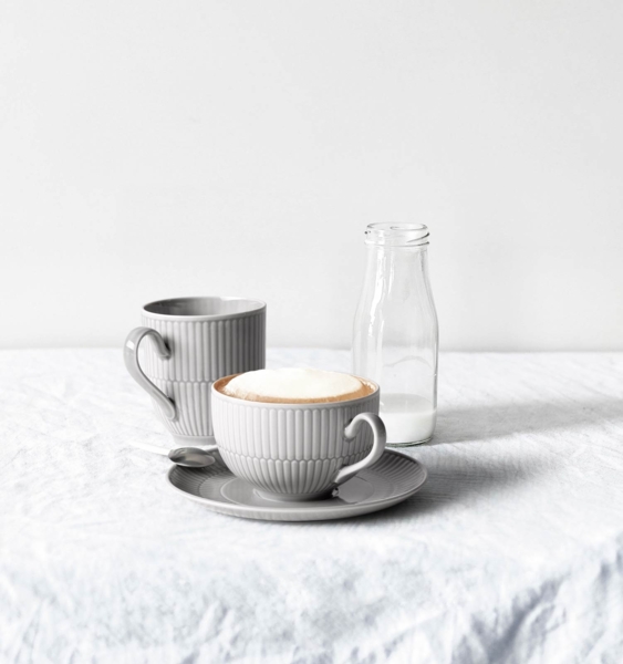 Seltmann Weiden Amina Milchkaffeetasse mit Untertasse 350 ml 6er Set Silbergrau Bild 2