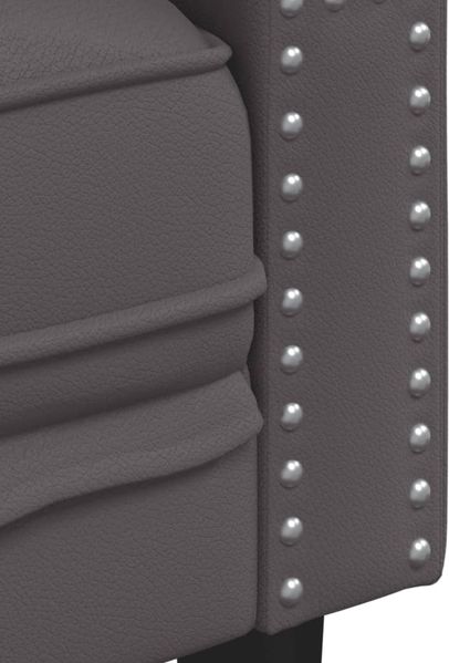vidaXL Chesterfield-Sofa 3-Sitzer Grau Kunstleder 372669 Bild 7