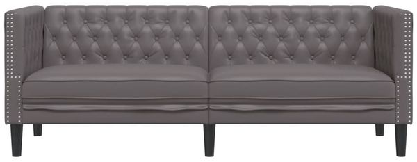 vidaXL Chesterfield-Sofa 3-Sitzer Grau Kunstleder 372669 Bild 4