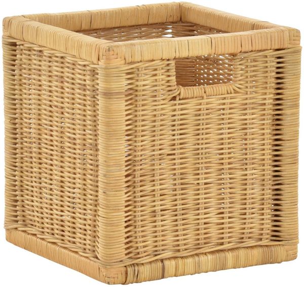 Krines Home Regalkorb Set/2 Regalkorb Aufbewahrungskorb geflochten Rattan (Quadratisch) (2-teiliges Set), Korbset Aufbewahrung Regal Schrankkorb Korb, ca. 28 x 29 x 30 cm