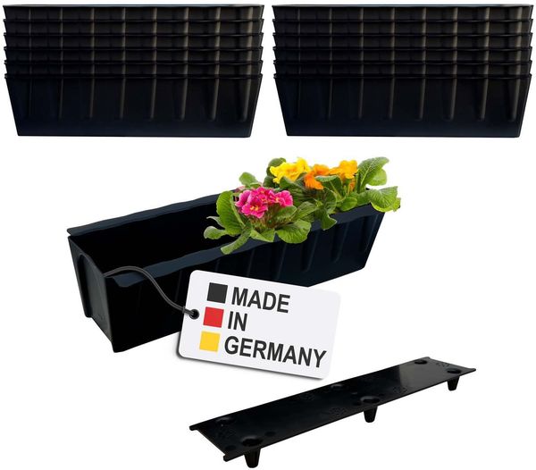 BURI 12 Euro-Paletten Blumenkästen-Einsätze inkl. Bewässerungsmatte | 37,3cm Schwarz | Pflanzkasten für Europalette Palette | Balkonkasten | Blumentopf | aus stabilen Kunststoff | Made in Germany Bild 2