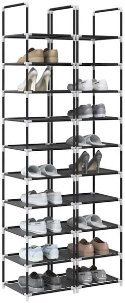 vidaXL Schuhregale 2 Stk. 10 Ebenen Schwarz 33x33x174 cm Vliesstoff 4100616