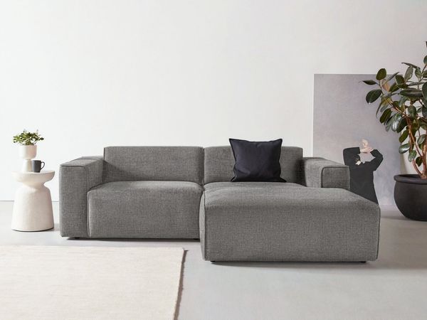 Home affaire Ecksofa Noord mit Kedernaht, Breite 234 cm, L-Form, Cord, Struktur, Webstoff, mit Wellenunterfederung, Massivholzrahmen