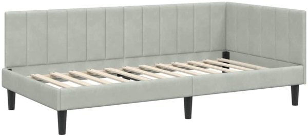 vidaXL Eckbettgestell mit Kopfteil Hellgrau 90 cm x 200 cm Stoff 42016348
