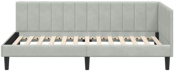vidaXL Eckbettgestell mit Kopfteil Hellgrau 90 cm x 200 cm Samt 42016348 Bild 5