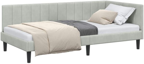 vidaXL Eckbettgestell mit Kopfteil Hellgrau 90 cm x 200 cm Samt 42016348 Bild 2