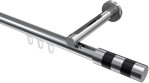 Innenlauf-Gardinenstangen-Set Siteno Mavell 100 cm, 1-läufig, 20 mm Ø Chrom