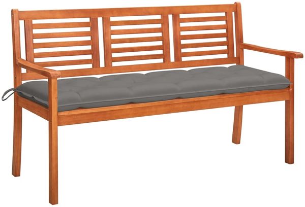 vidaXL 3-Sitzer-Gartenbank mit Auflage 150 cm Massivholz Eukalyptus 3061012