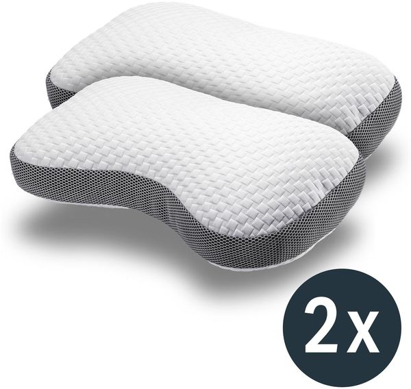 2 x Sleezzz Premium Viskoelastik Kontur Kissen Schmetterling 36x60 cm mit hautsympathischem Doppeltuch-Bezug