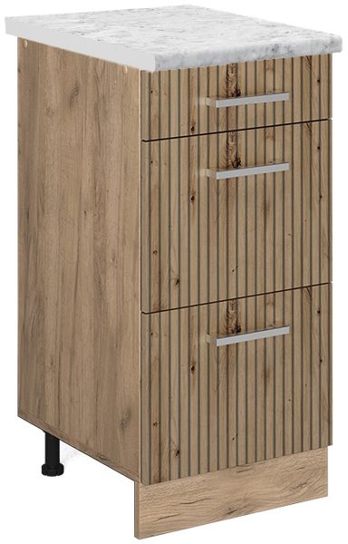 Küchenunterschrank R-Line Artisan-Eiche 40 cm AP Marmor Vicco