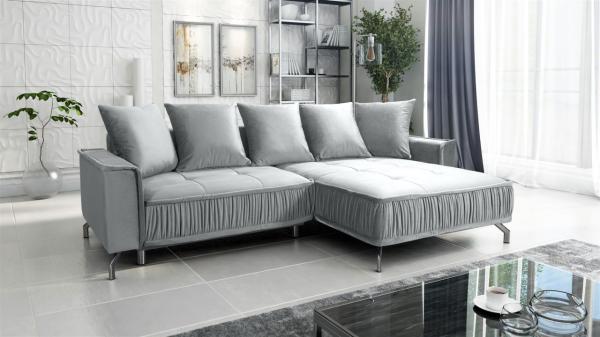 Ecksofa Schlafsofa Sofa FLORENCE Stoff Element Hellgrau Ottomane Rechts