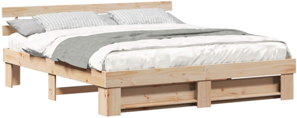 vidaXL Bettrahmen mit Kopfteil Braun 180 x 200 cm Massives Kiefernholz 3385673