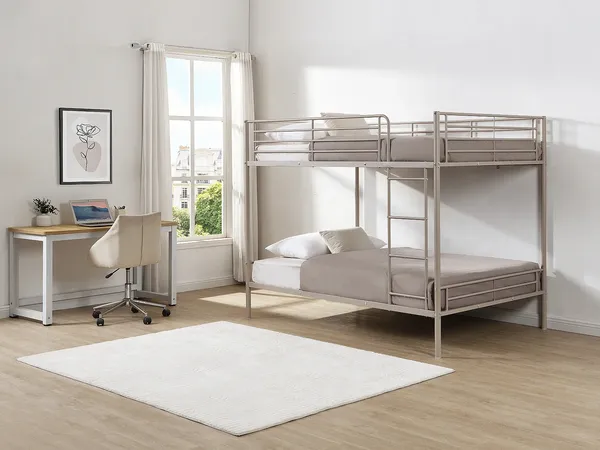 Vente-unique - DUOTIS Bett MetallMetall Beige - B 126 cm x H 160 cm x L 198 cm