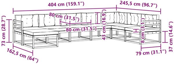vidaXL Outdoor-Sofagarnitur 8 pcs Weiß und Hellgrau 3386850 Bild 7