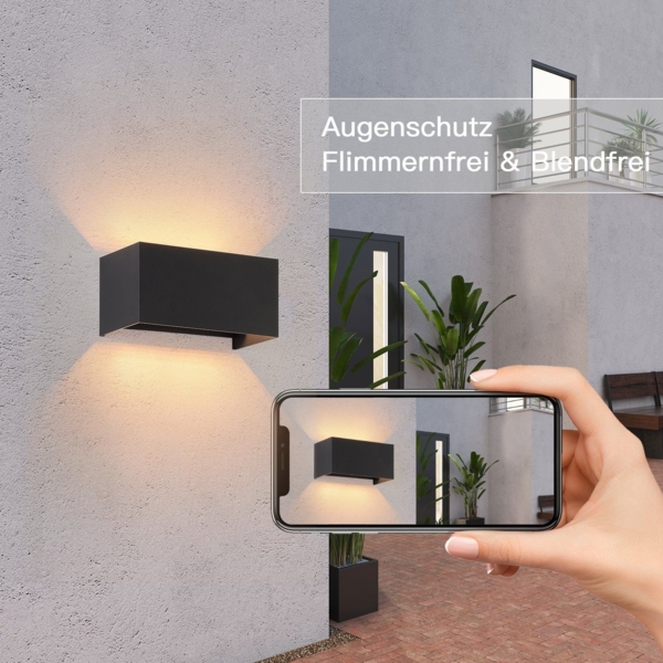 ZMH LED Wandleuchte Innen Wandlampe - 4ER Außenwandleuchten Schwarz Wandbeleuchtung Aussen Aussenlampe Up Down IP65 Ausenbeleutung 3000K Warmweiß Außenleuchte G9 für Hauswand Treppenhaus Flur Bild 7