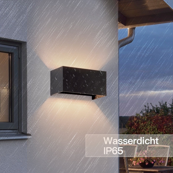 ZMH LED Wandleuchte Innen Wandlampe - 4ER Außenwandleuchten Schwarz Wandbeleuchtung Aussen Aussenlampe Up Down IP65 Ausenbeleutung 3000K Warmweiß Außenleuchte G9 für Hauswand Treppenhaus Flur Bild 5