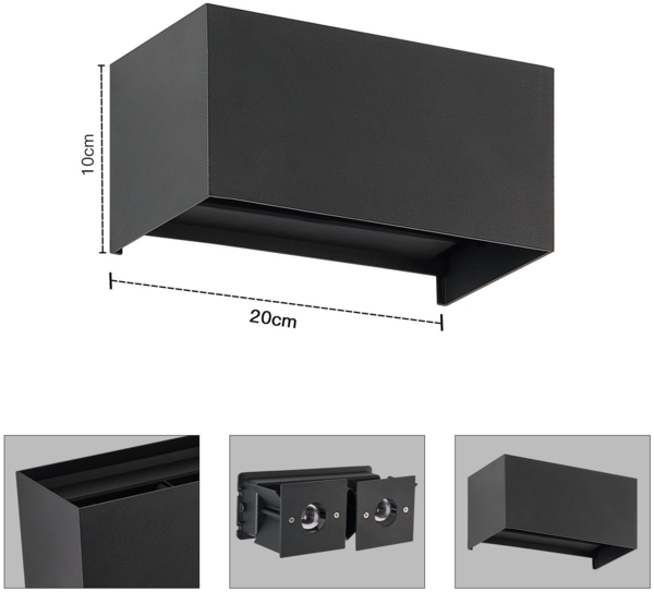 ZMH LED Wandleuchte Innen Wandlampe - 4ER Außenwandleuchten Schwarz Wandbeleuchtung Aussen Aussenlampe Up Down IP65 Ausenbeleutung 3000K Warmweiß Außenleuchte G9 für Hauswand Treppenhaus Flur Bild 9