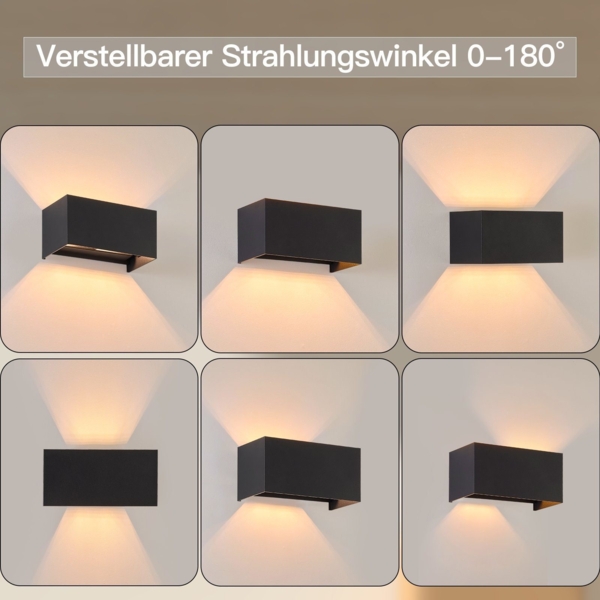 ZMH LED Wandleuchte Innen Wandlampe - 4ER Außenwandleuchten Schwarz Wandbeleuchtung Aussen Aussenlampe Up Down IP65 Ausenbeleutung 3000K Warmweiß Außenleuchte G9 für Hauswand Treppenhaus Flur Bild 4