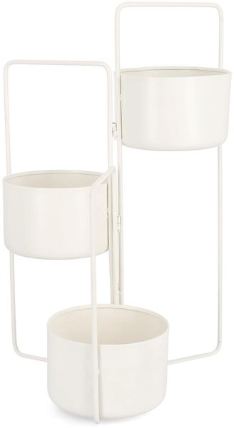 Blumenkasten Areyka aus Metall, modern und faltbar, Weiß, für Outdoor, pulverbeschichtet