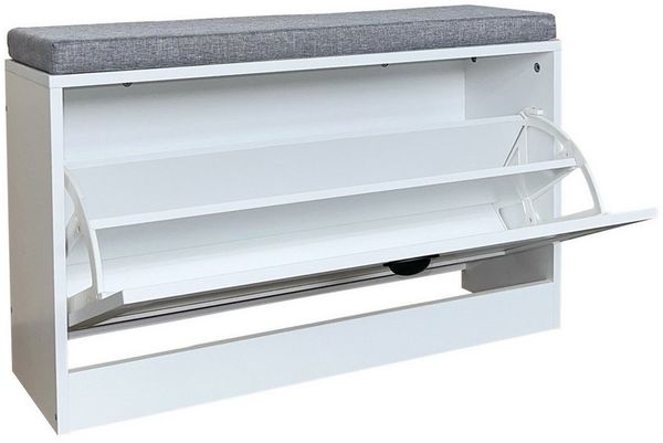 HTI-Living Schuhschrank Schuhschrank Thekla 1 Klappe 80 cm Weiß mit Sitzkissen (Stück, 1-St, 1 Schuhschrank)