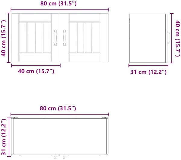 vidaXL Wandschrank LUCCA Weiß 80 x 31 x 40 cm Holzwerkstoff 884934 Bild 12