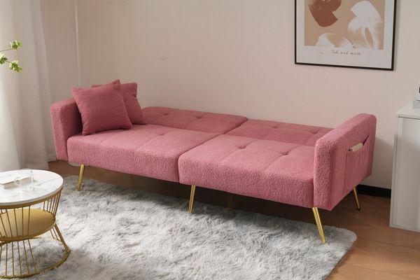 BlingBin Schlafsofa Big-Sofa Loungesofa Länge 175CM, 1 Teile, Schlafsofa mit Sherpa-Stoff und Schwammfüllung