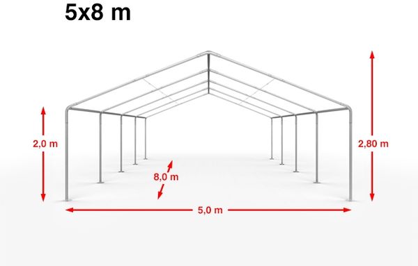 Toolport Partyzelt Pavillon, PE Plane 450 N weiß, 5x8 m Bild 5
