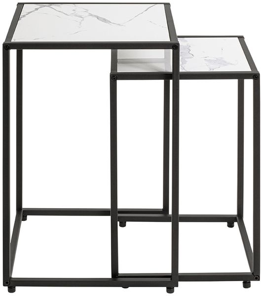 Satztisch >55384< (2-teilig) in schwarz, weiß - 33x50x33 und 28x43x28 (BxHxT)