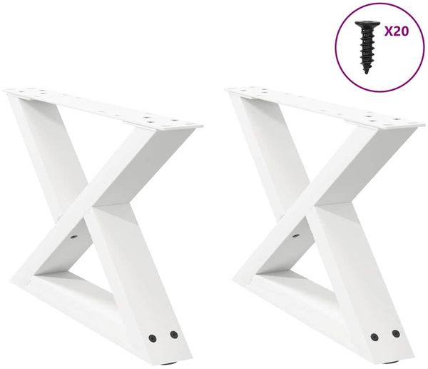 vidaXL Couchtischbeine 2 Stk. Weiß 50x(30-31,3) cm Stahl 4012685